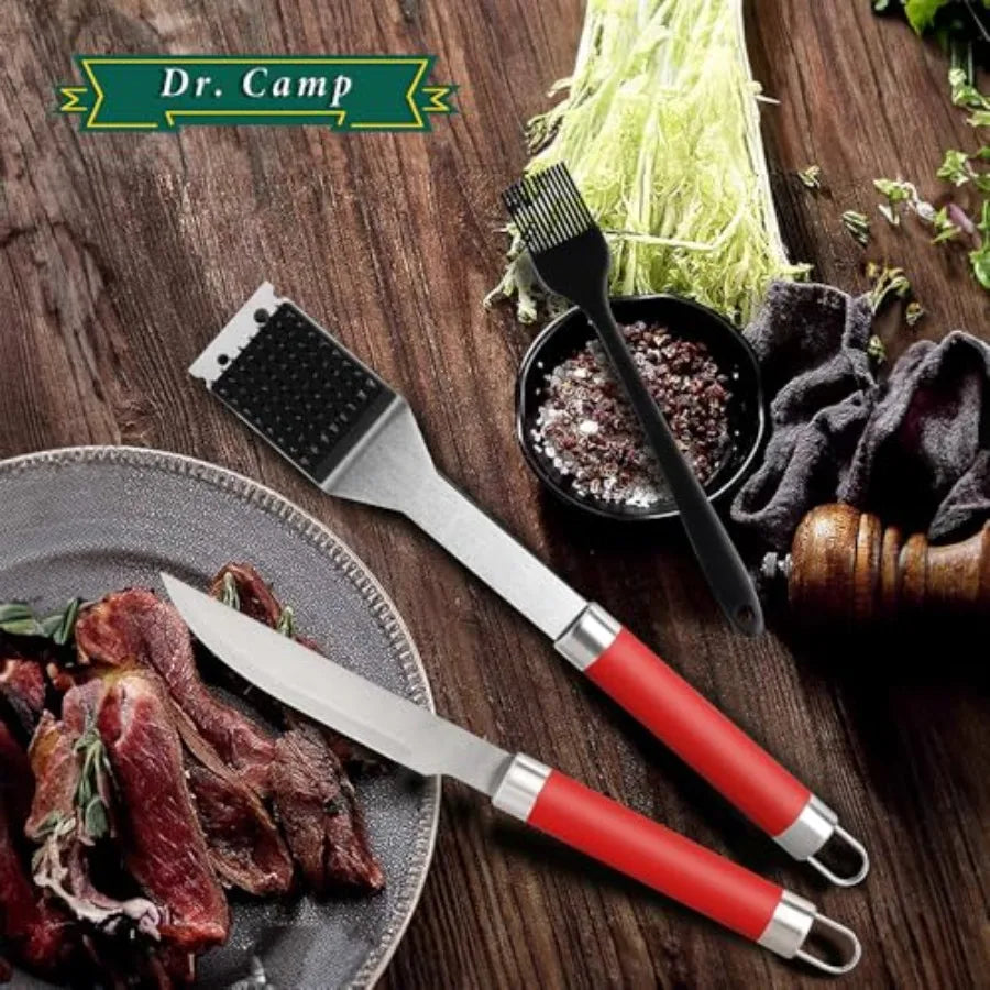 Grill Tools Set Stainless Steel Heavy Duty Outdoor Utensils