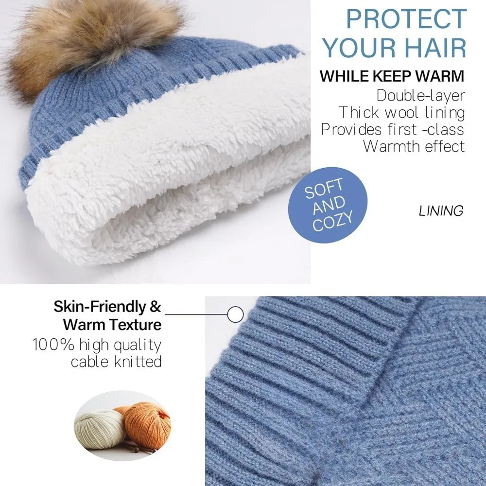 CN Zhejiang Winter Beanie Hat Scarf Set With Fleece Lining