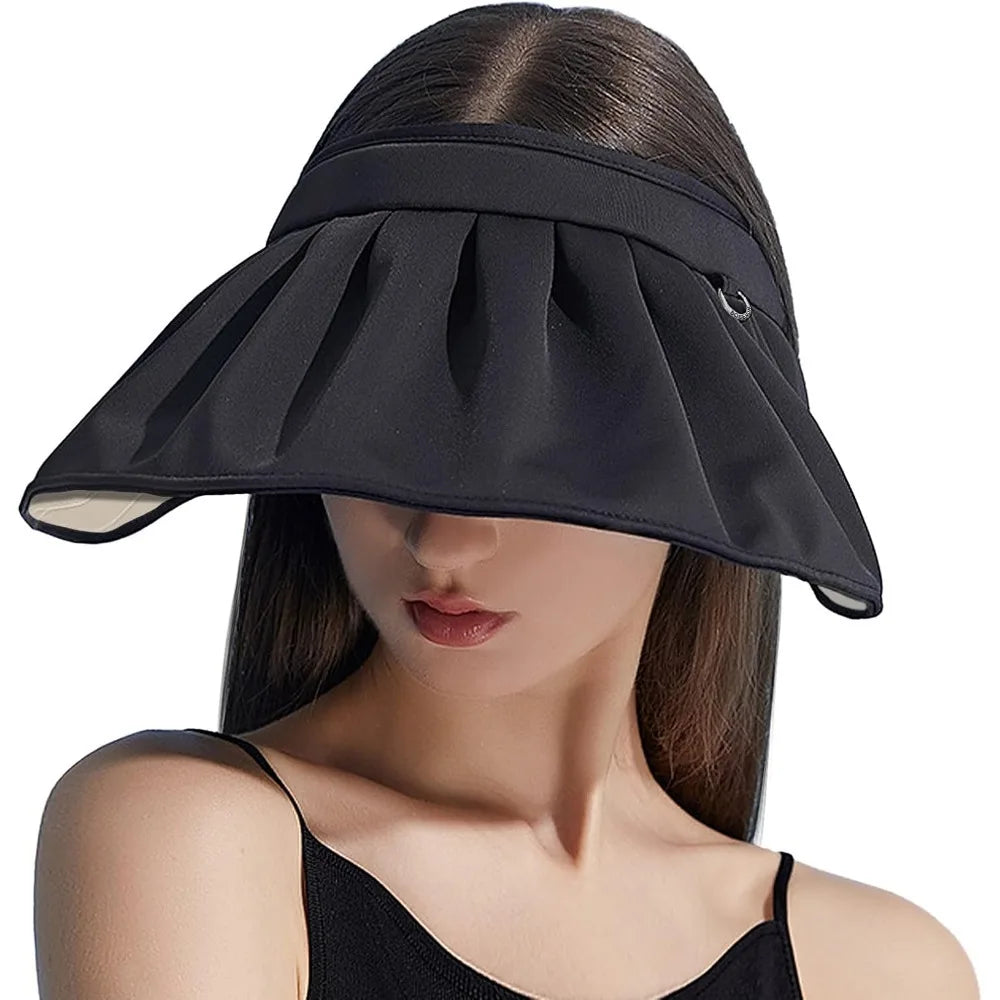 Women Golf Visor Clip On Foldable Wide Brim Sun Hat UV - Arthur's Wellness Emporium