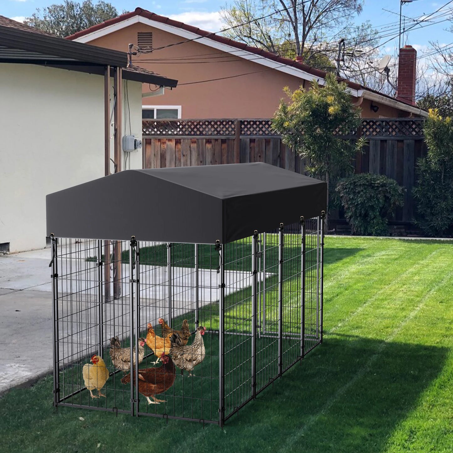 BINGOPAW Large Welded Wire Dog Kennel with UV Waterproof Cover - Arthur's Wellness Emporium