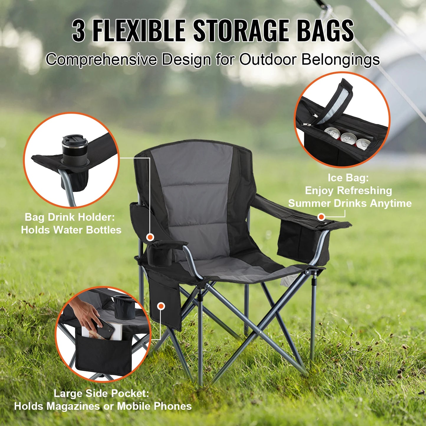 VEVOR Outdoor Folding Camping Chair with Lumbar Support - Arthur's Wellness Emporium