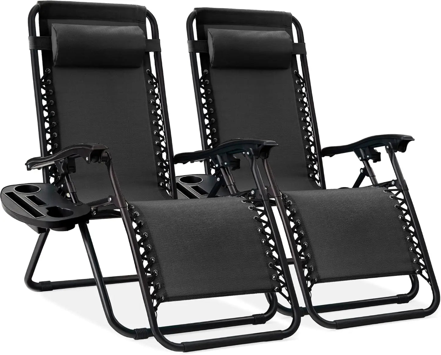 Two Adjustable Steel Mesh Zero Gravity Lounge Chairs With Pillows - Arthur's Wellness Emporium
