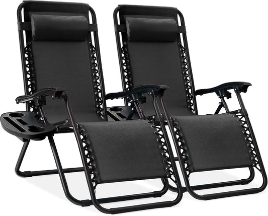 Two Adjustable Steel Mesh Zero Gravity Lounge Chairs With Pillows - Arthur's Wellness Emporium