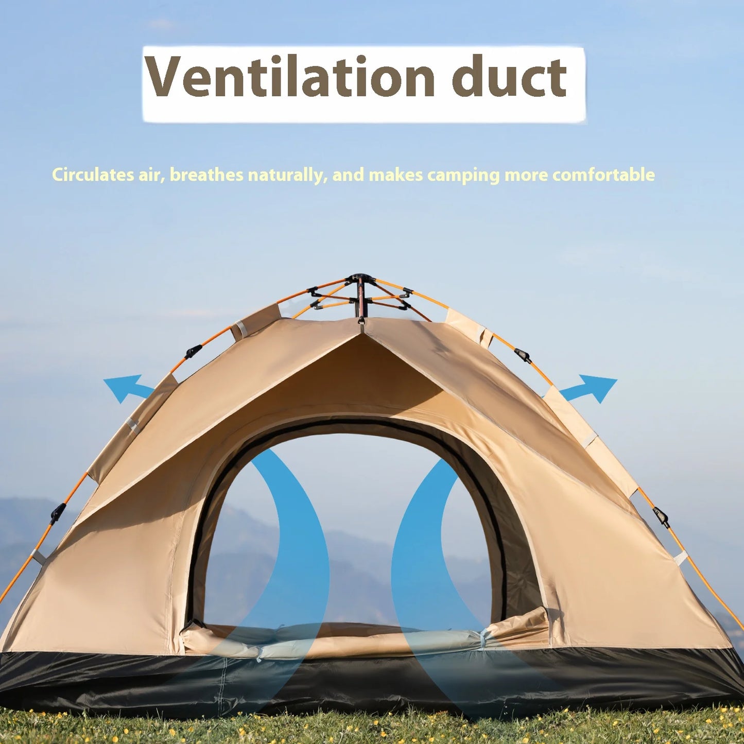 Pakicetus Instant Golden Tent Portable 3-4 Person Sun Rain Shelter Beach Camping - Arthur's Wellness Emporium