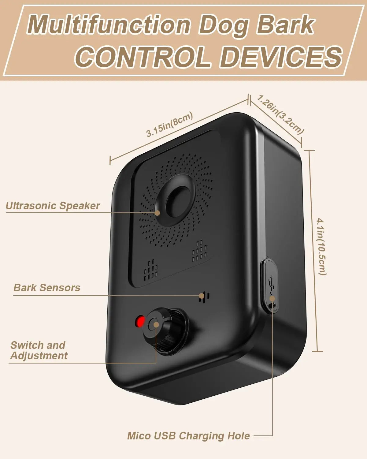 PetEdu Automatic Rechargeable Ultrasonic Bark Deterrent For Dogs Indoor Outdoor - Arthur's Wellness Emporium