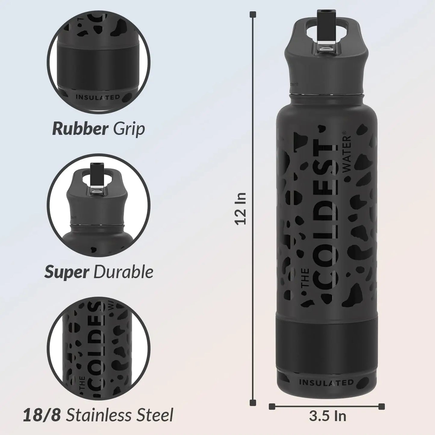 XMSJ Insulated Water Bottle With Straw Lid Stainless Steel