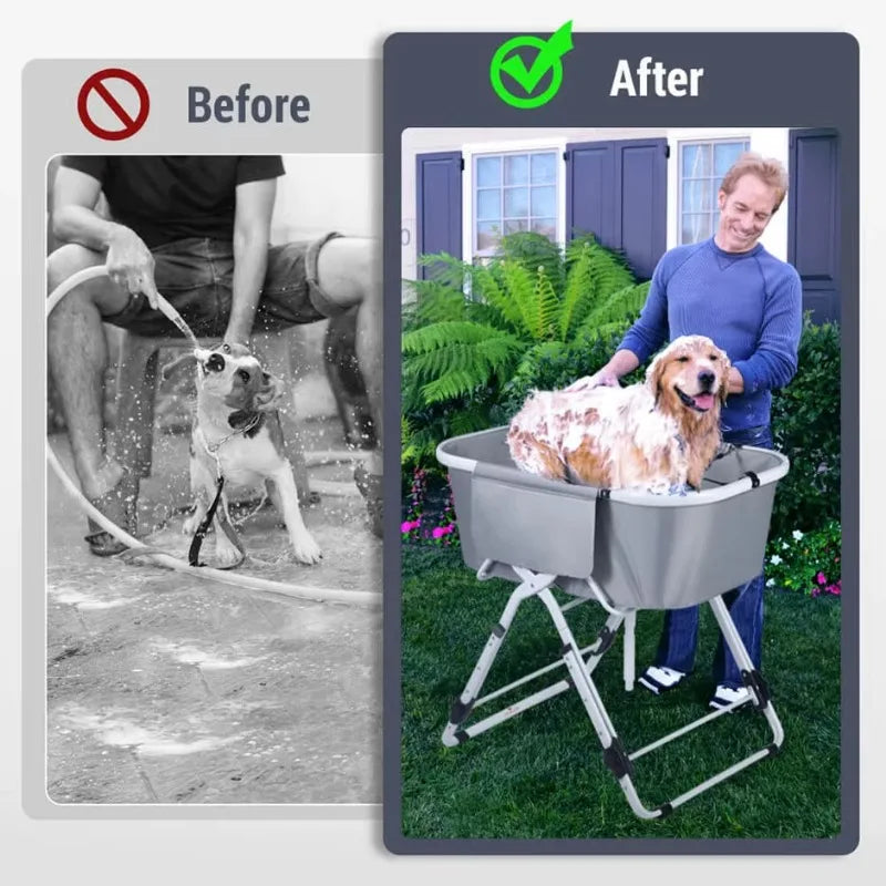 Nonedog Litter Elevated Folding Dog Bath Tub For Medium Pets - Arthur's Wellness Emporium