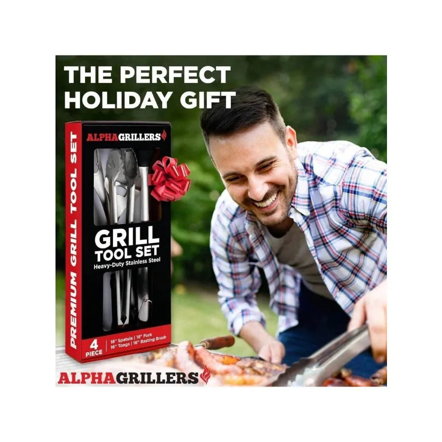 Grill Tools Set With Spatula Fork Tongs Brush BBQ Accessories