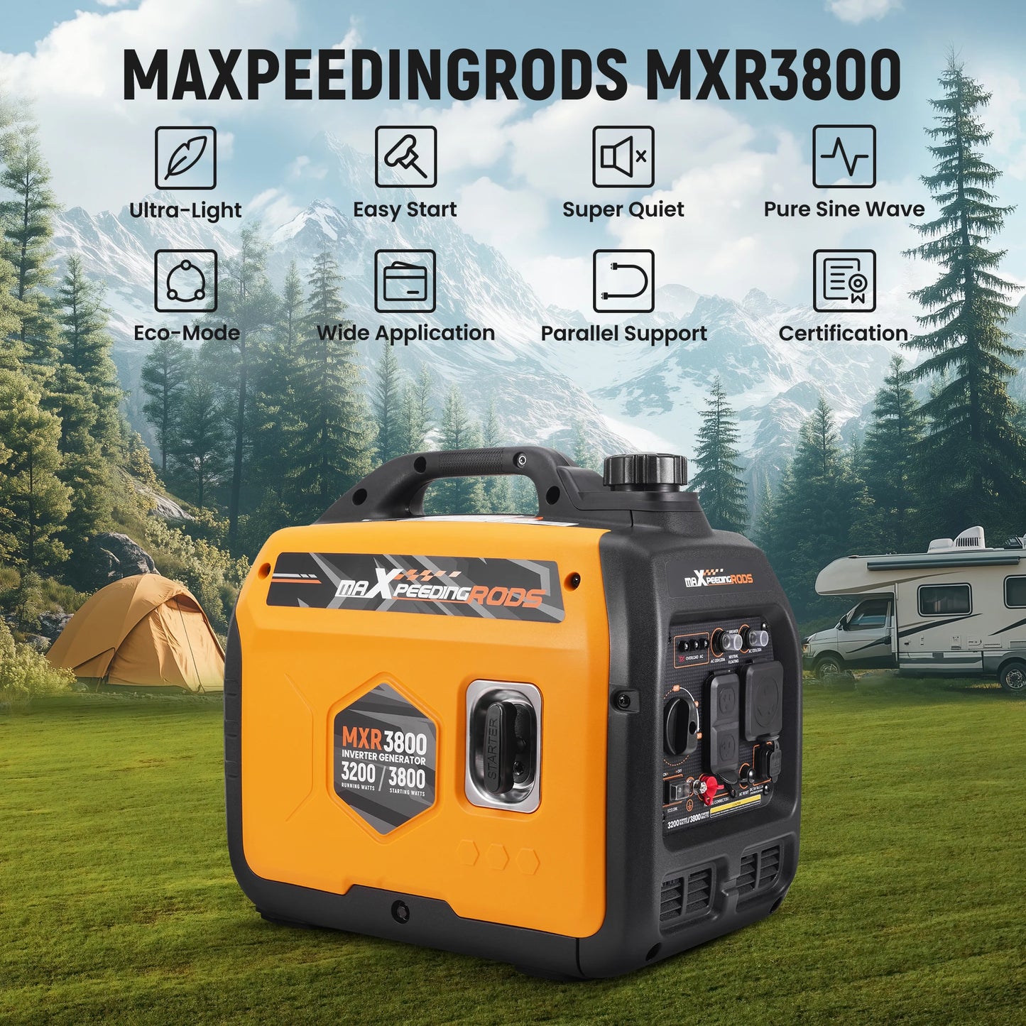 MXR 3800W Portable Gasoline Inverter Generator Quiet for Home RV - Arthur's Wellness Emporium
