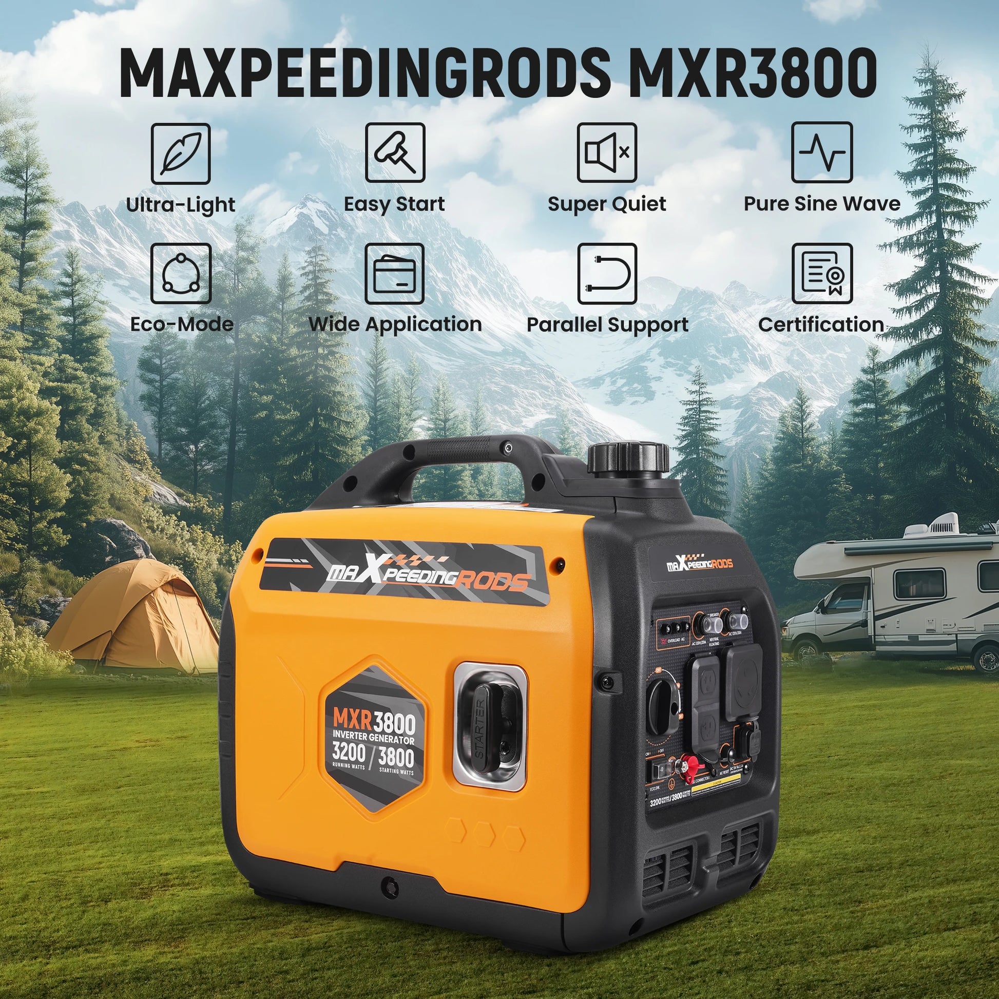 MXR 3800W Portable Gasoline Inverter Generator Quiet for Home RV - Arthur's Wellness Emporium