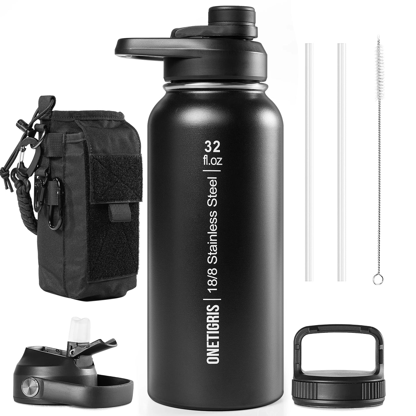 ONETIGRIS Insulated Tactical Stainless Steel Water Bottle With Straw