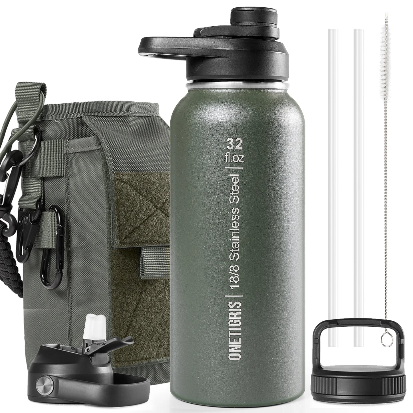 OneTigris Insulated Water Bottle With Straw For Travel And Hiking