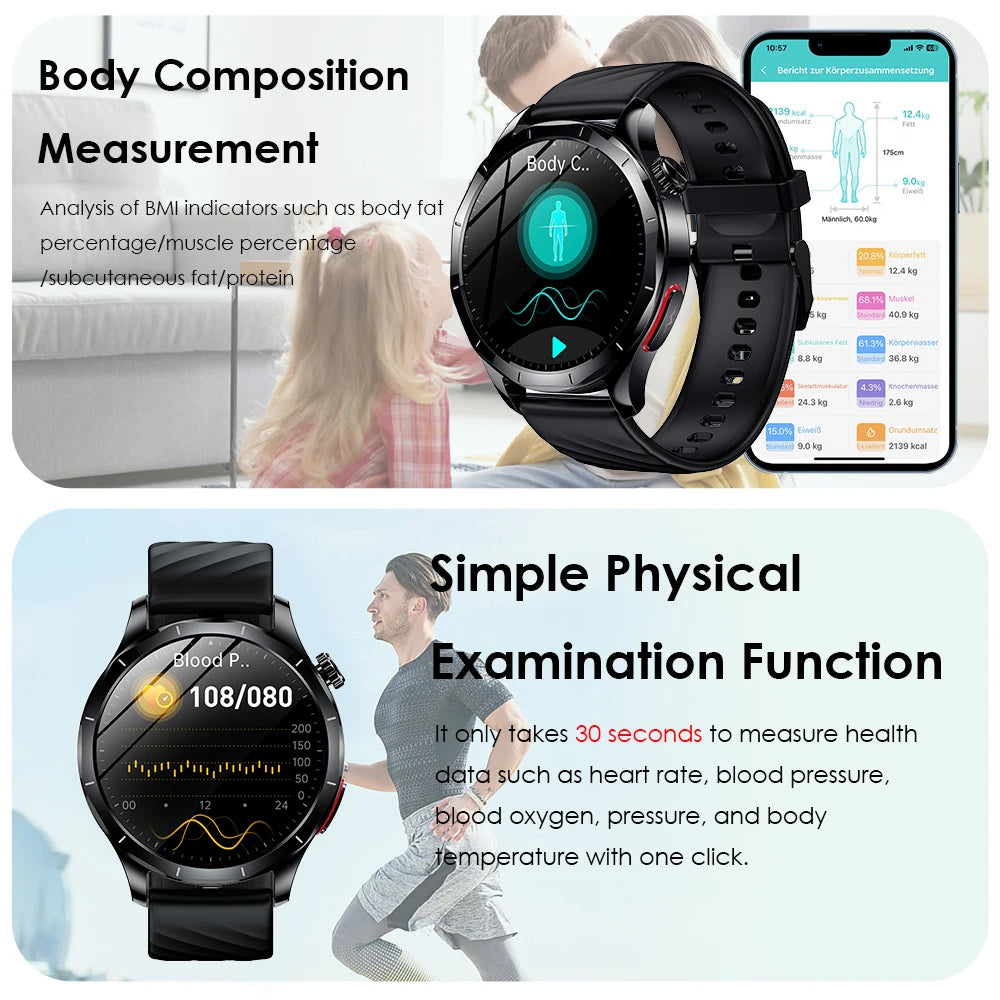 Marsyu Health Smartwatch ECG PPG Blood Oxygen BP Call - Arthur's Wellness Emporium