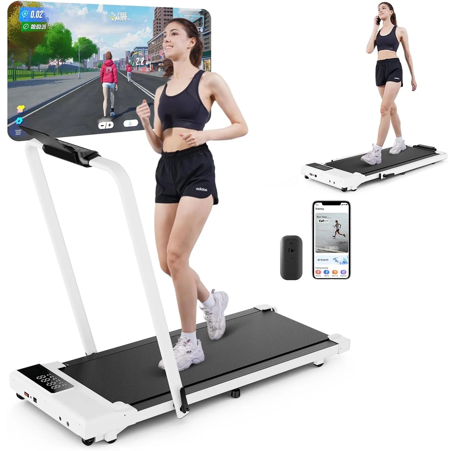 Superun 3in1 Walking Pad Treadmill Under Desk Foldable 300Lb Capacity - Arthur's Wellness Emporium