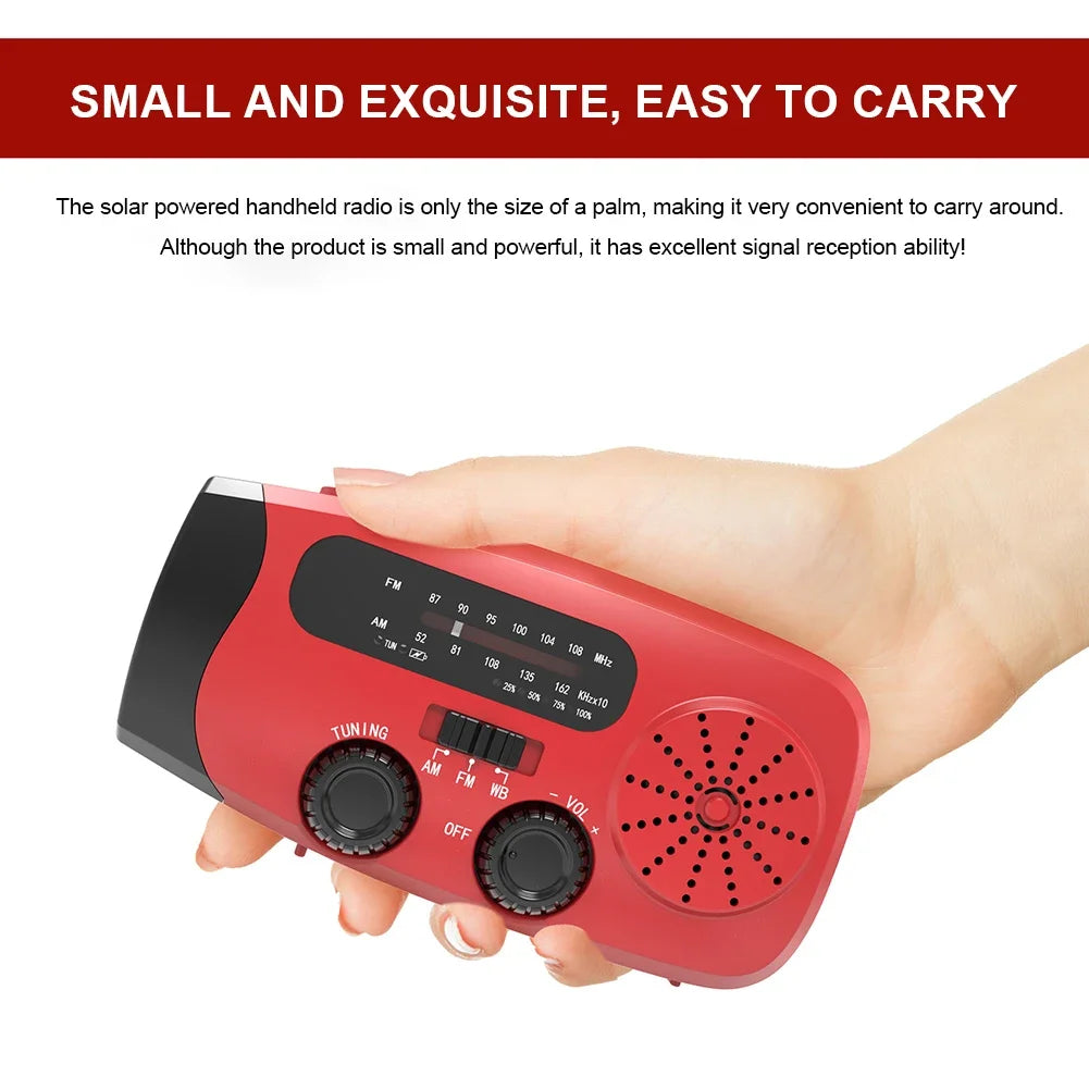ANENG Emergency Solar Hand Crank Weather Radio With LED Flashlight