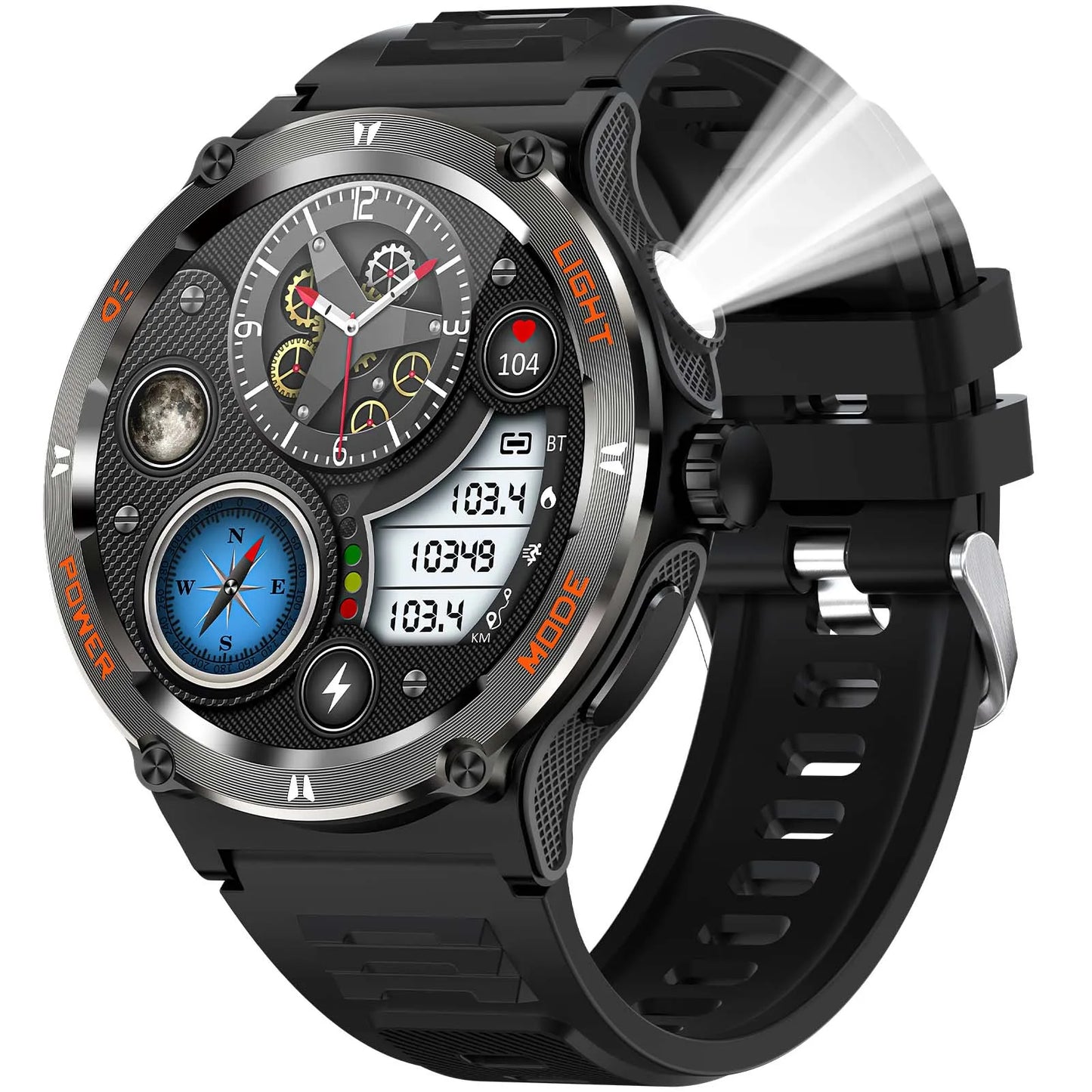 EIGIIS KT76 Smart Watch 3ATM Waterproof With Compass And Bluetooth Call - Arthur's Wellness Emporium