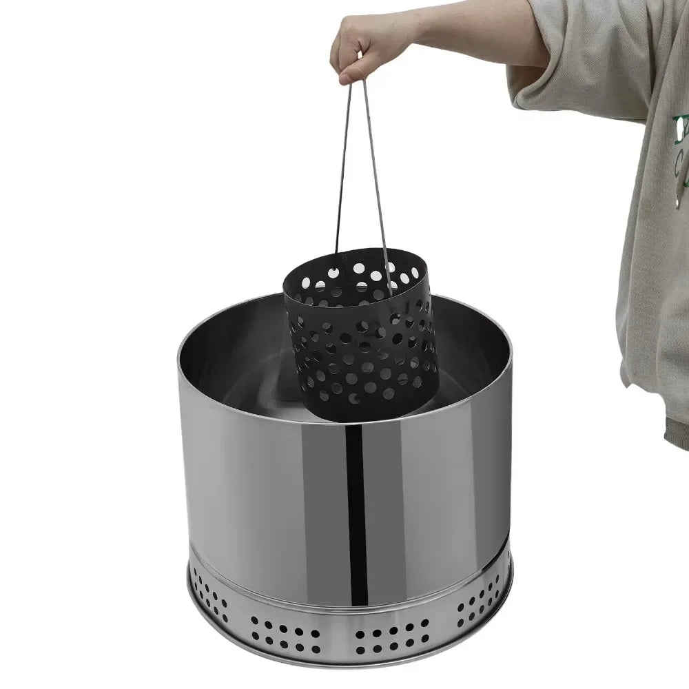 Portable Smokeless Charcoal Grill Stainless Steel 360 Degree Barbecue Barrel