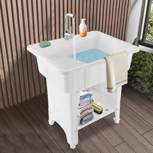 Outdoor Freestanding Plastic Utility Sink For Laundry Rooms Bathrooms - Arthur's Wellness Emporium