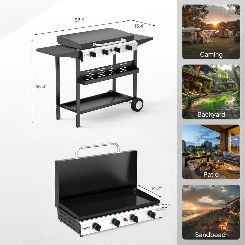 Portable Propane Griddle With Enameled Tray And Electric Ignition - Arthur's Wellness Emporium