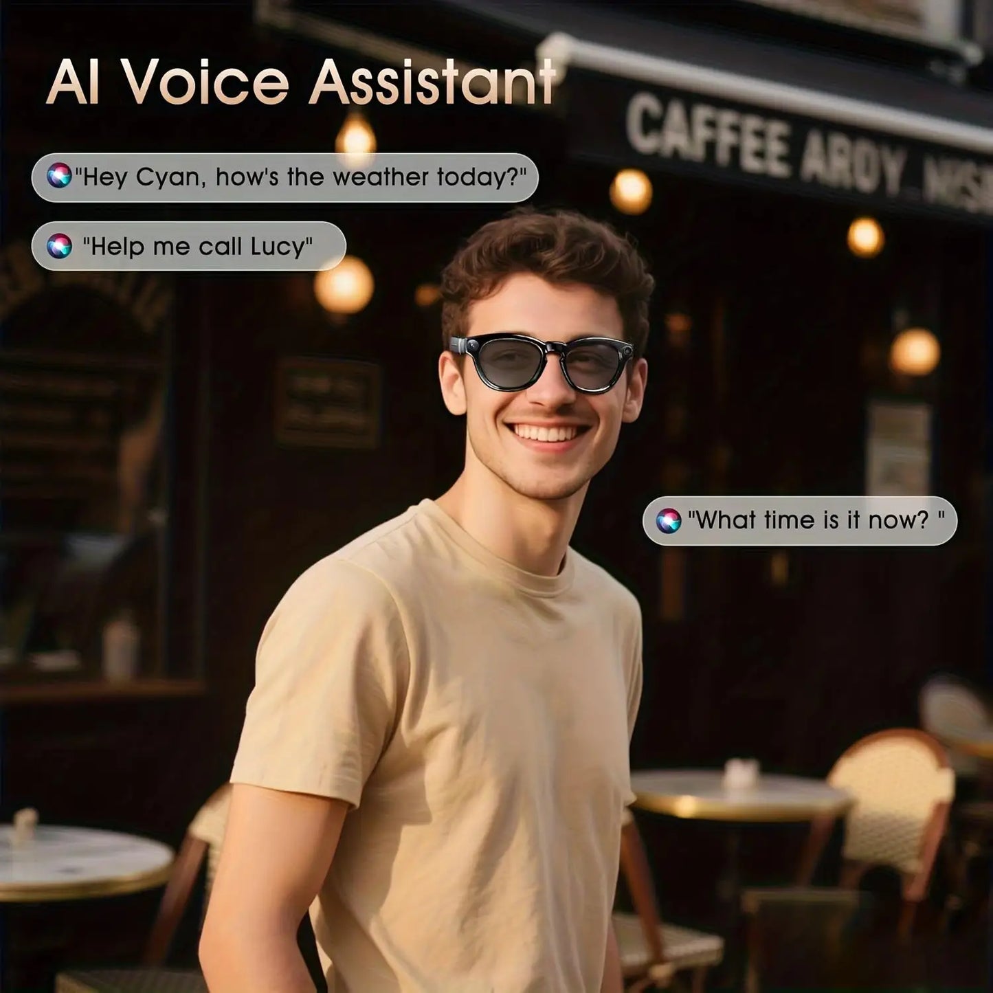 Smart Glasses Real Time Translation AI Chat Assistant 8MP Camera