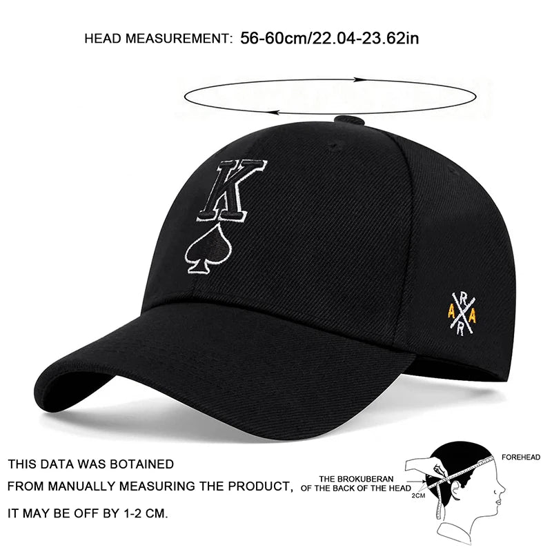 Unisex Poker Spades K Embroidery Baseball Cap Adjustable Hat