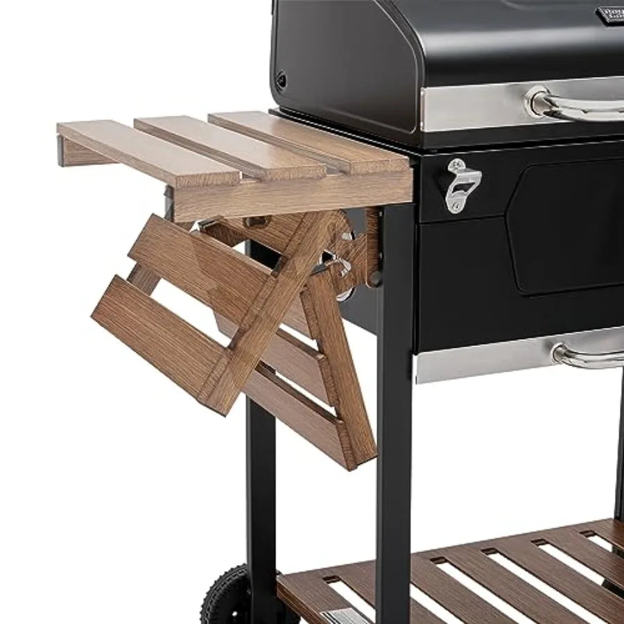 CD1824M Grill Smoker With Handle And Folding Table Outdoors