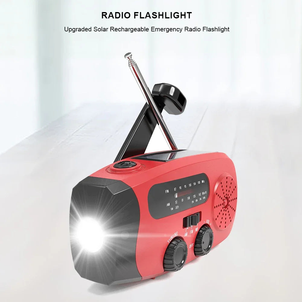 ANENG Emergency Solar Hand Crank Weather Radio With LED Flashlight