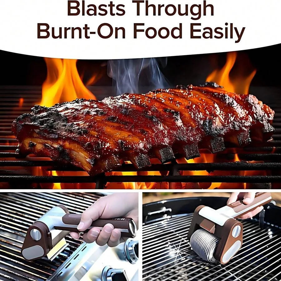 Portable Electric Stainless Steel Roller Grill Cleaner Brush Rechargeable