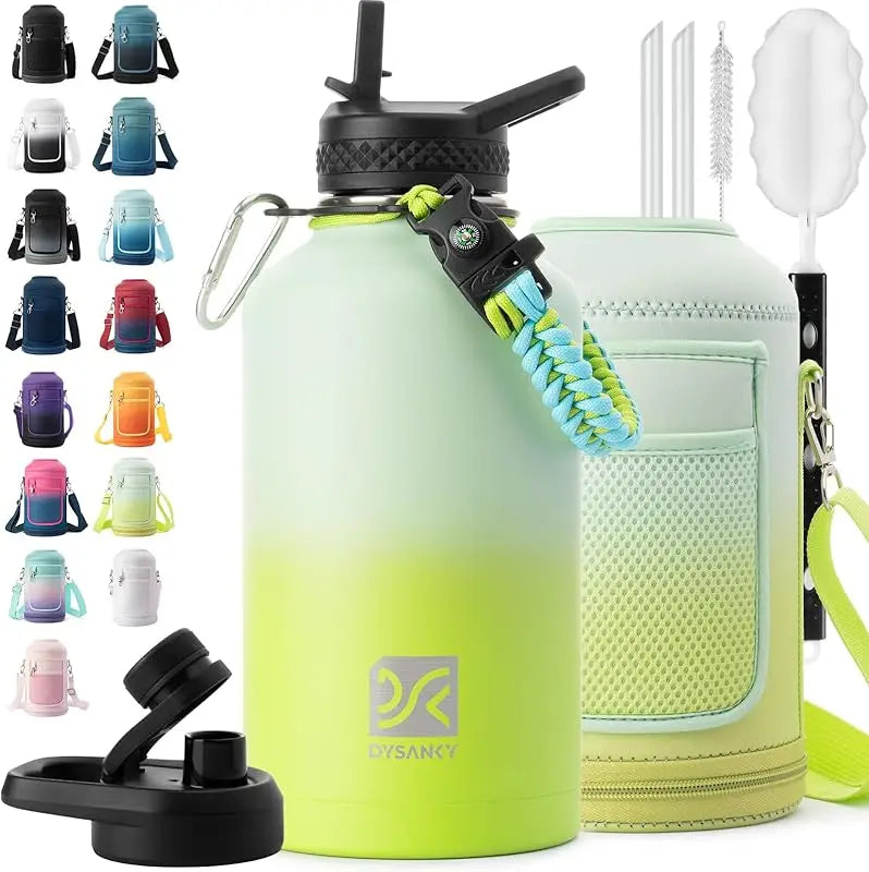 Insulated Stainless Steel Water Bottle With Straw And Carrying Strap