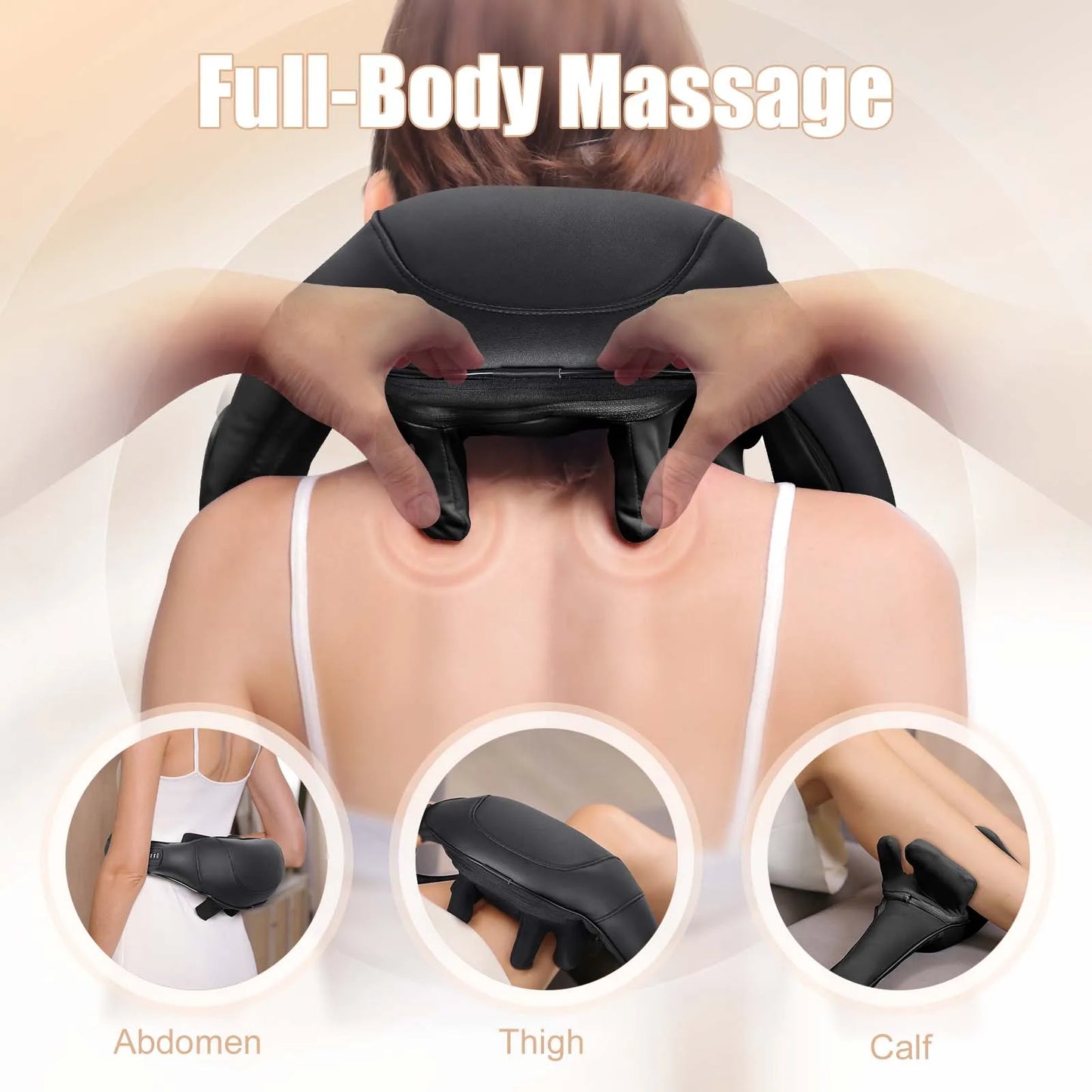 MASGREE Cordless Shiatsu Neck Back Massager With Heat 2500mAh Rechargeable