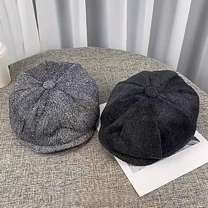 Classic Handwoven Tweed Beret Hat Unisex for Men and Women