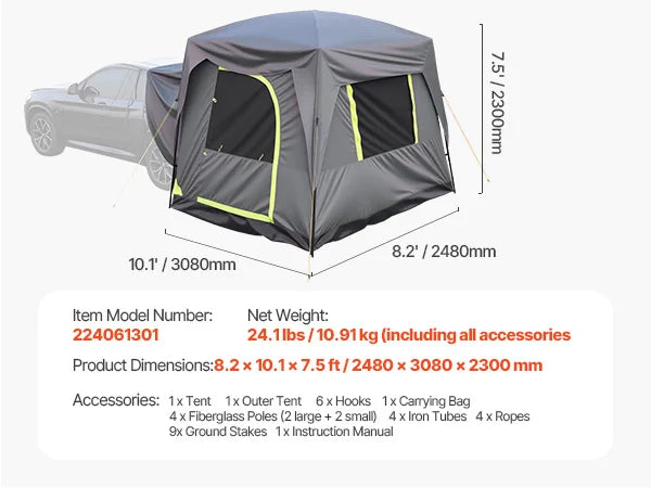 SucceBuy SUV Tent For Camping Waterproof With Shade Awning - Arthur's Wellness Emporium