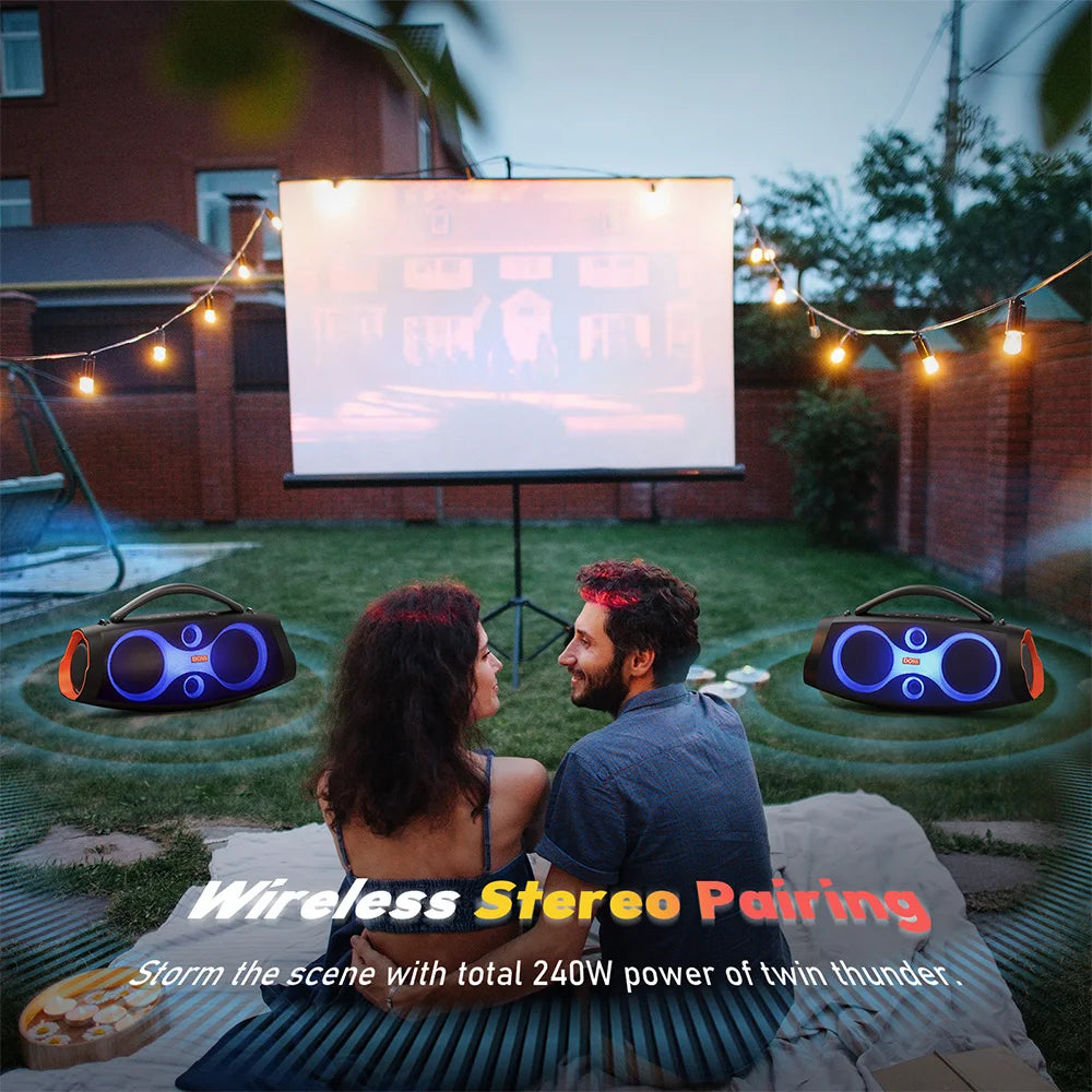 DOSS Portable Bluetooth Speaker 120W IPX6 Waterproof Outdoor Wireless