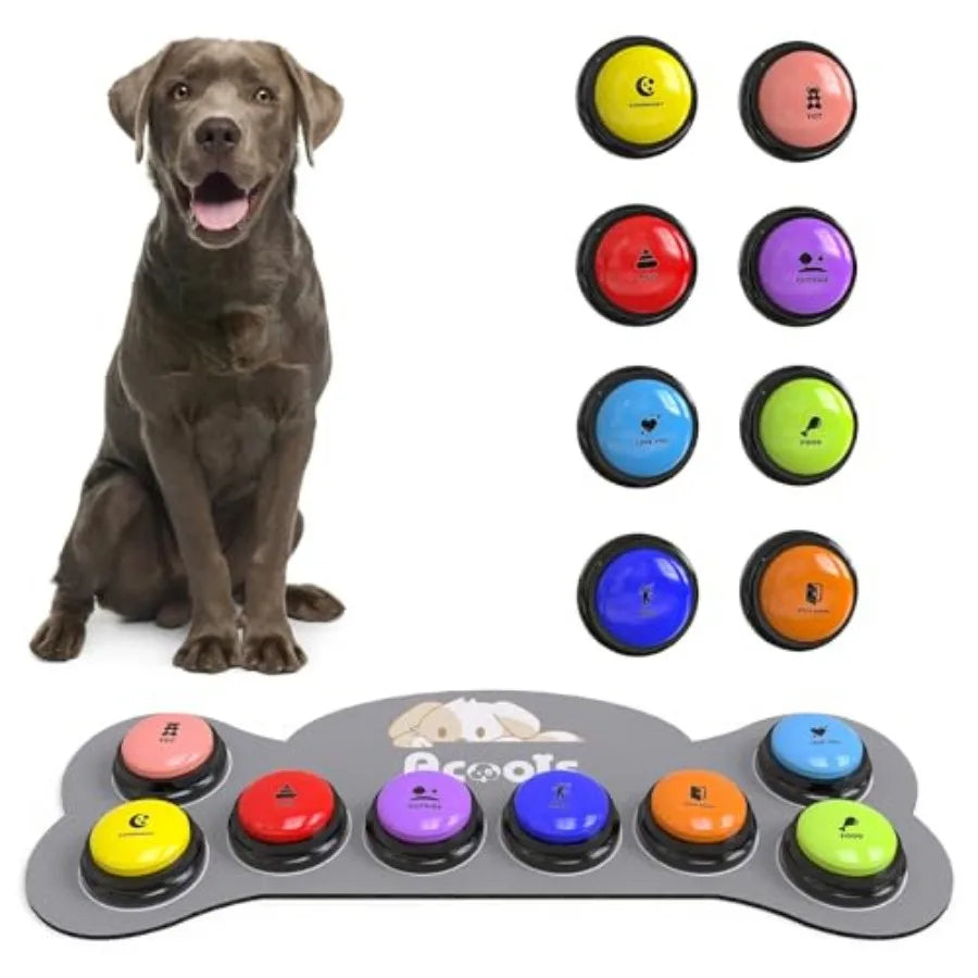 Dog Talking Button Set 8 Recordable Voice Commands For Training - Arthur's Wellness Emporium