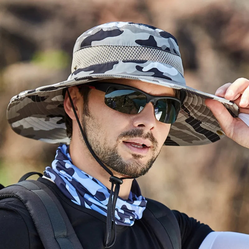 Men Foldable Bucket Hat Breathable Sun Protection Wide Brim - Arthur's Wellness Emporium