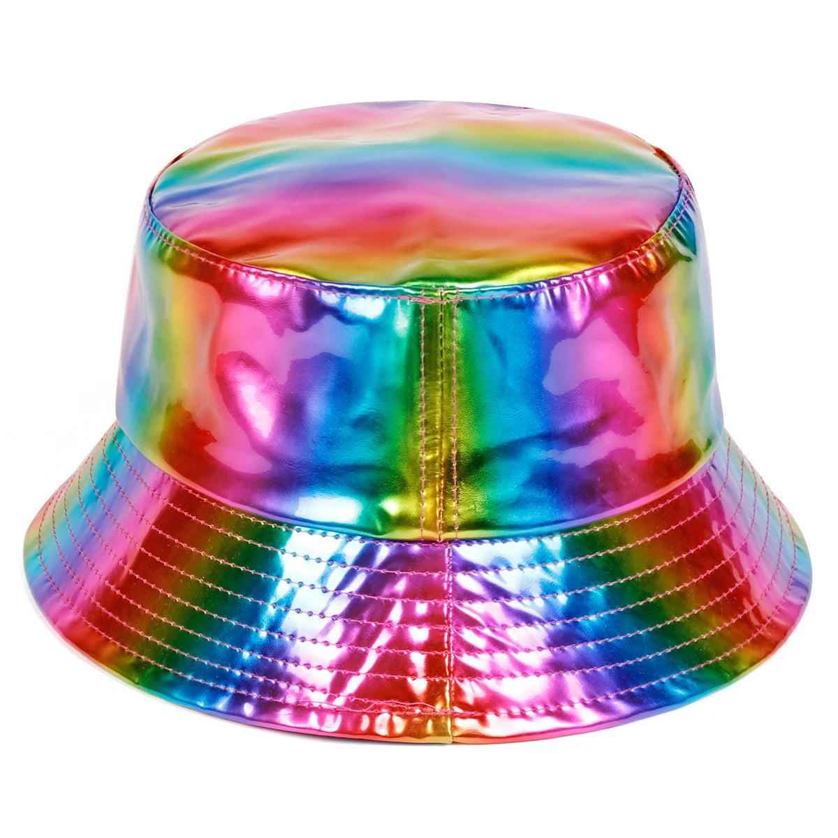 Unisex Rainbow Faux Leather Bucket Hat For Travel Beach - Arthur's Wellness Emporium