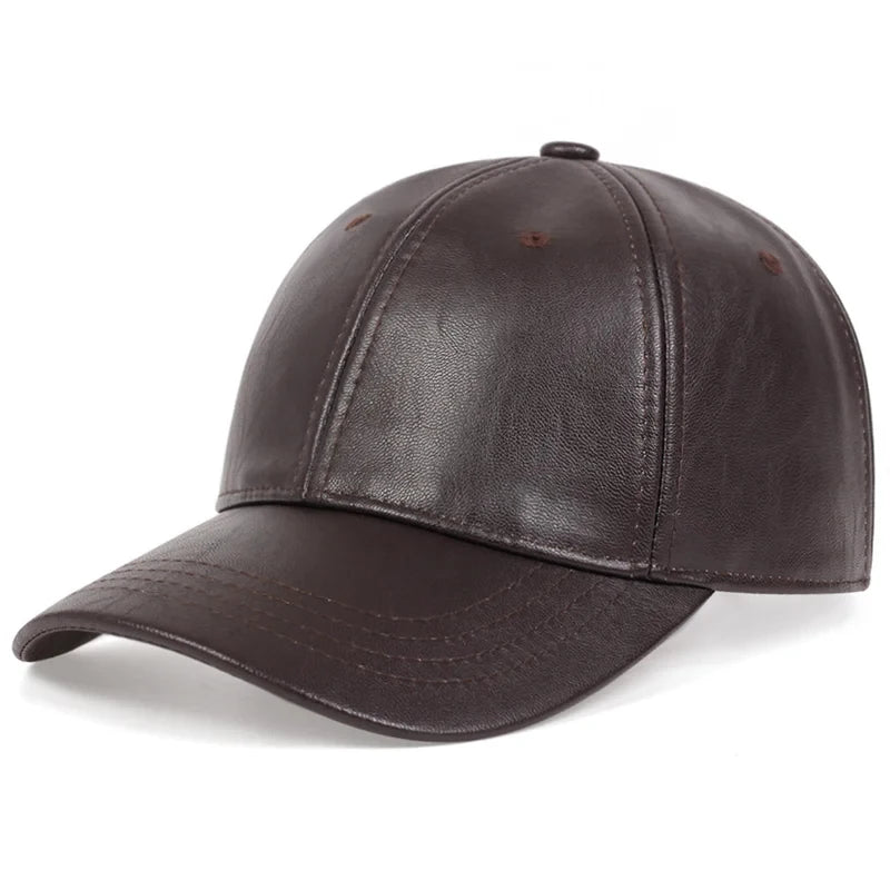 Unisex PU Leather Baseball Cap Adjustable Sunscreen - Arthur's Wellness Emporium