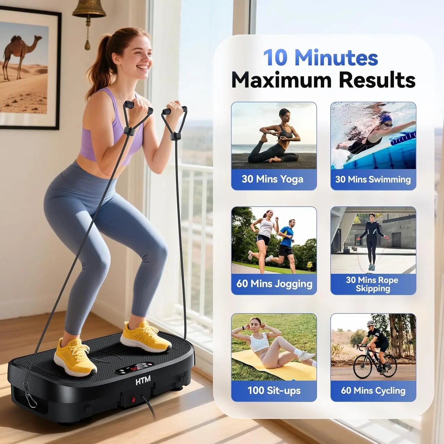 HTM Vibration Plate Whole Body Exercise Machine Bluetooth 120 Levels - Arthur's Wellness Emporium