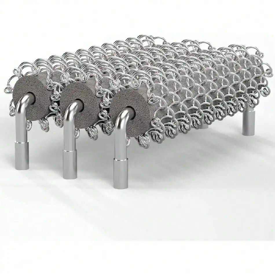 Stainless Steel Grill Brush And Scraper With 3 Replacement Heads