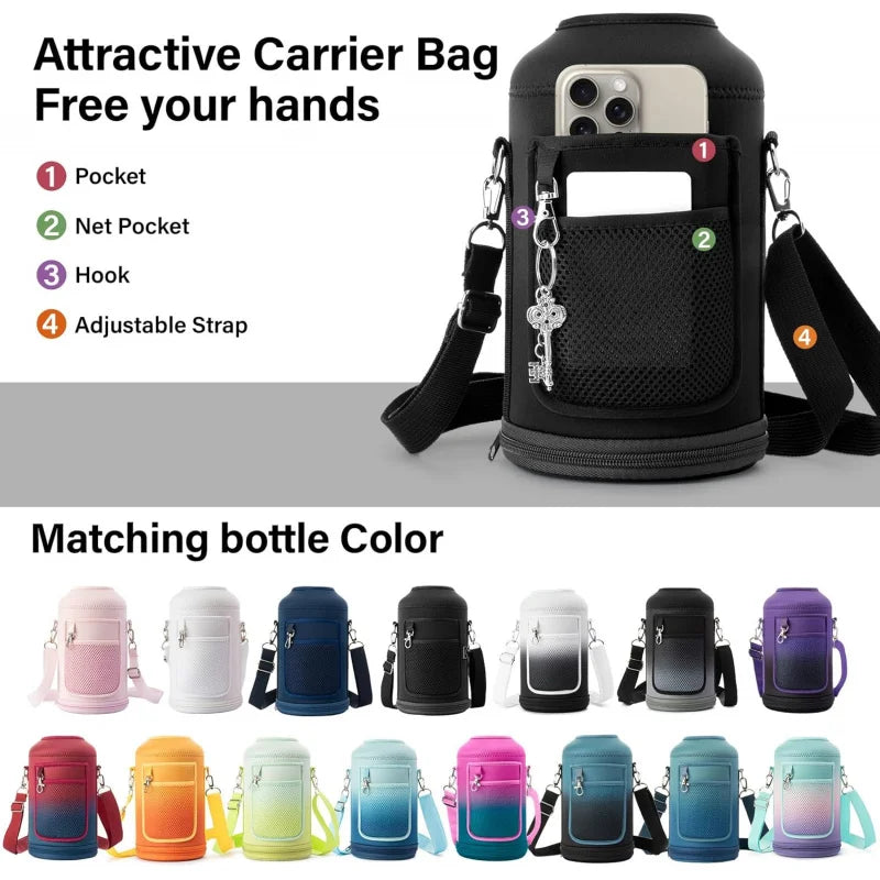 Insulated Stainless Steel Water Bottle With Straw And Carrying Strap