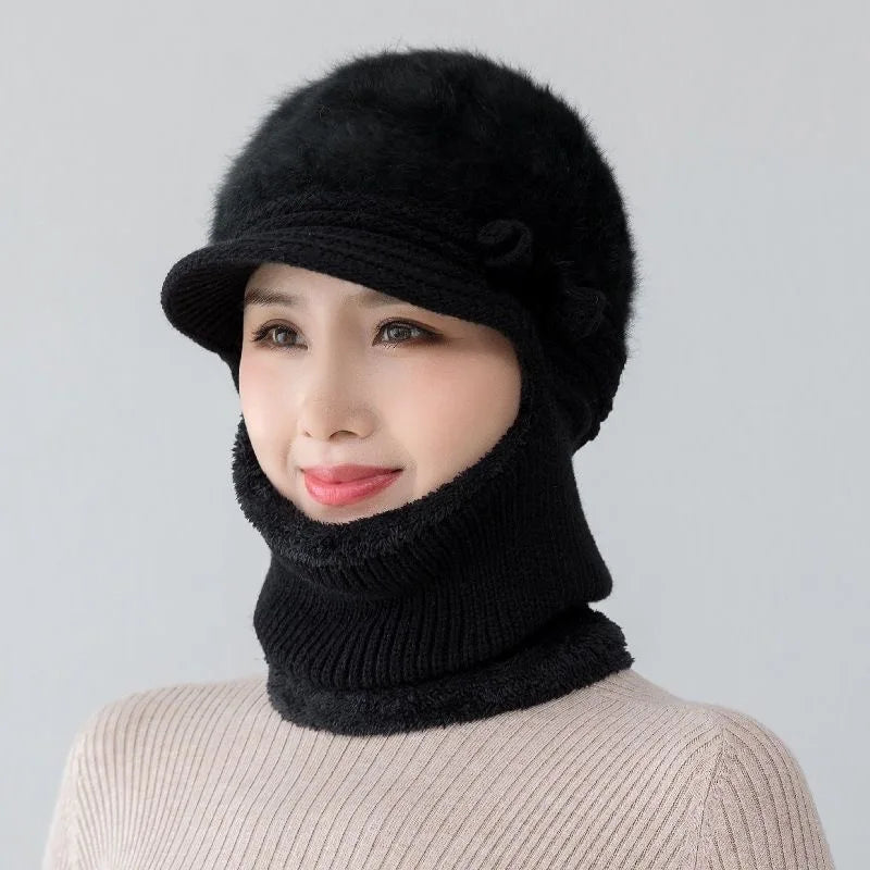 Winter Fur Lined Balaclava Hat For Women Windproof Warmth