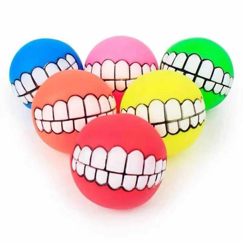 Rubber Squeaky Dog Toy Ball Bite Resistant For Small Puppies