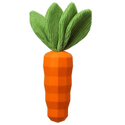 Durable Rubber Carrot Squeaky Dog Toy for Aggressive Chewers
