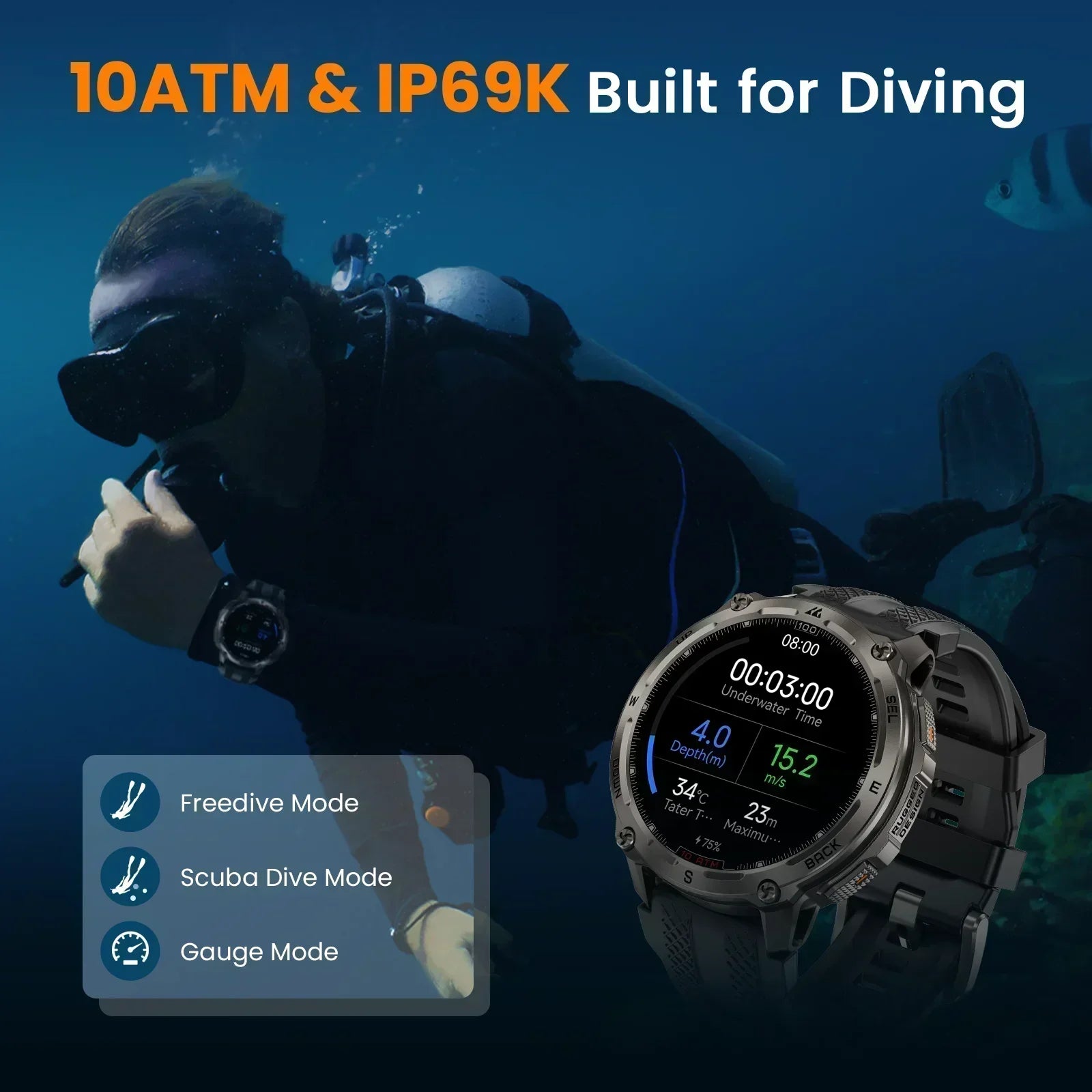 KOSPET Tank T4 Smart Watch For Men GPS Offline Maps - Arthur's Wellness Emporium