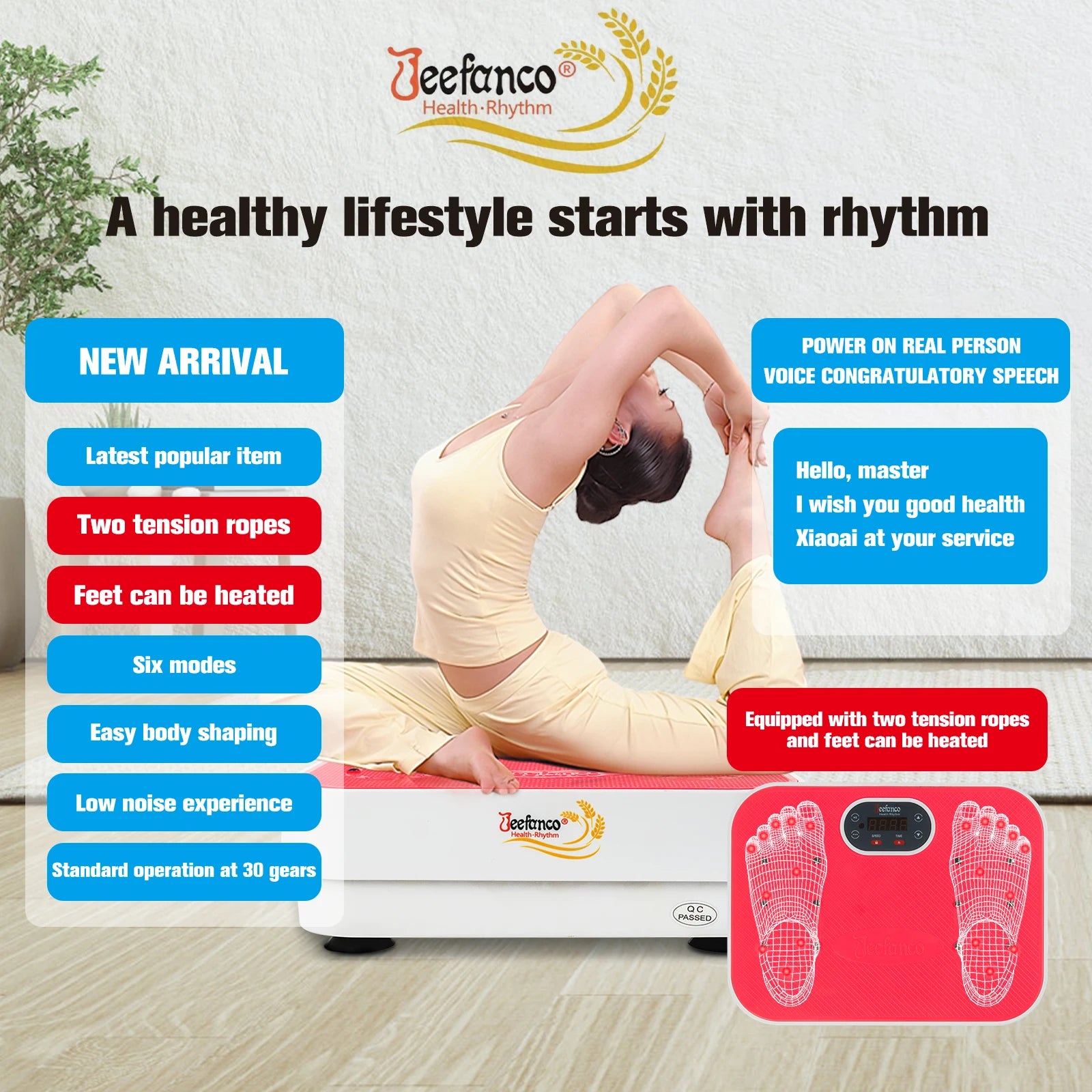 Jeefanco Vertical Vibration Plate Fitness Machine Home Use - Arthur's Wellness Emporium