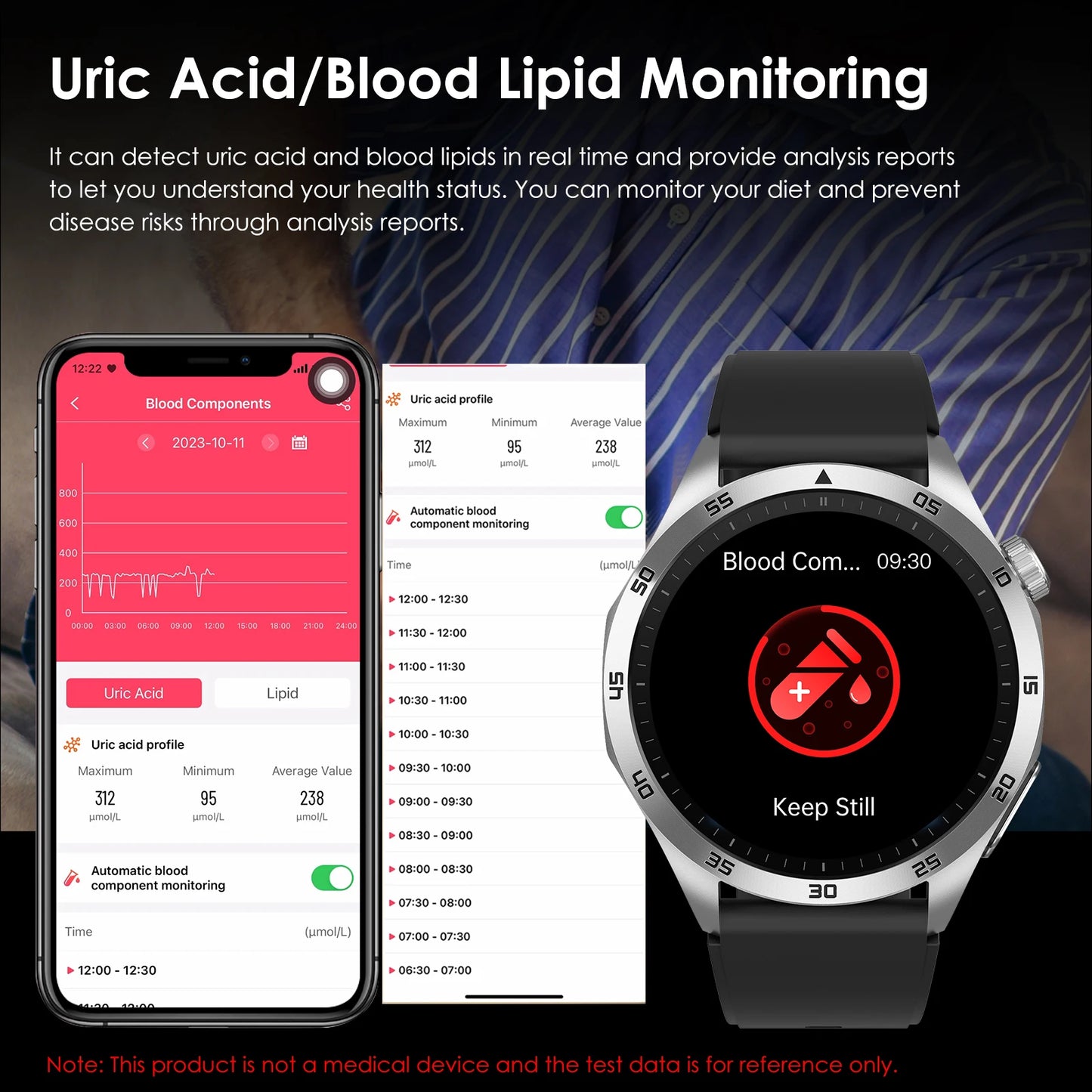 Marsyu Smart Watch ECG PPG Blood Pressure Lipid Uric Acid HD Bluetooth - Arthur's Wellness Emporium