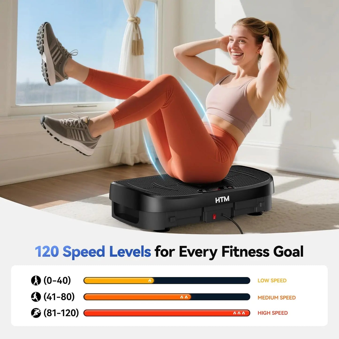 HTM Vibration Plate Whole Body Exercise Machine Bluetooth 120 Levels - Arthur's Wellness Emporium