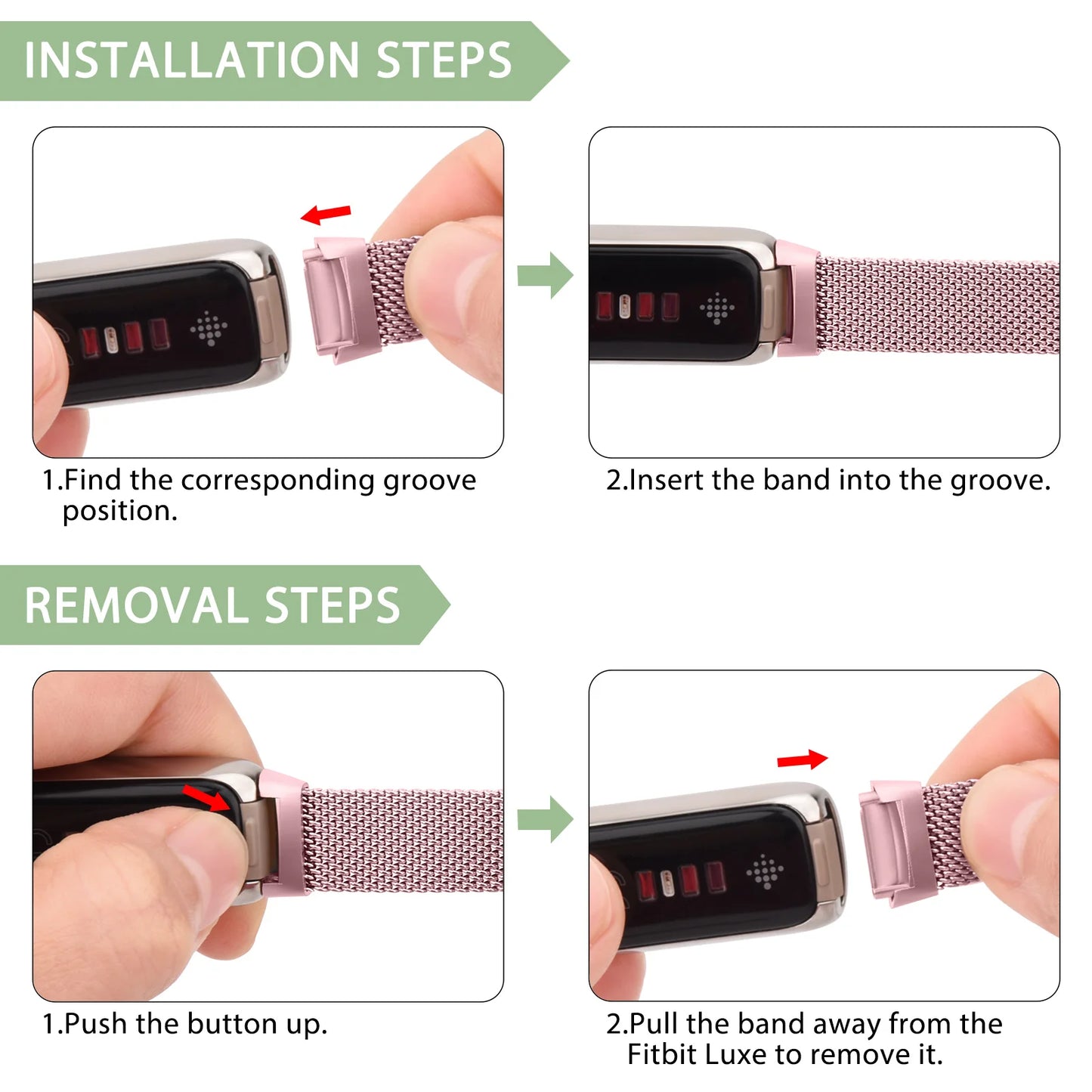 Tobfit Fitbit Luxe Band Sport Strap Metal Magnetic Watchband