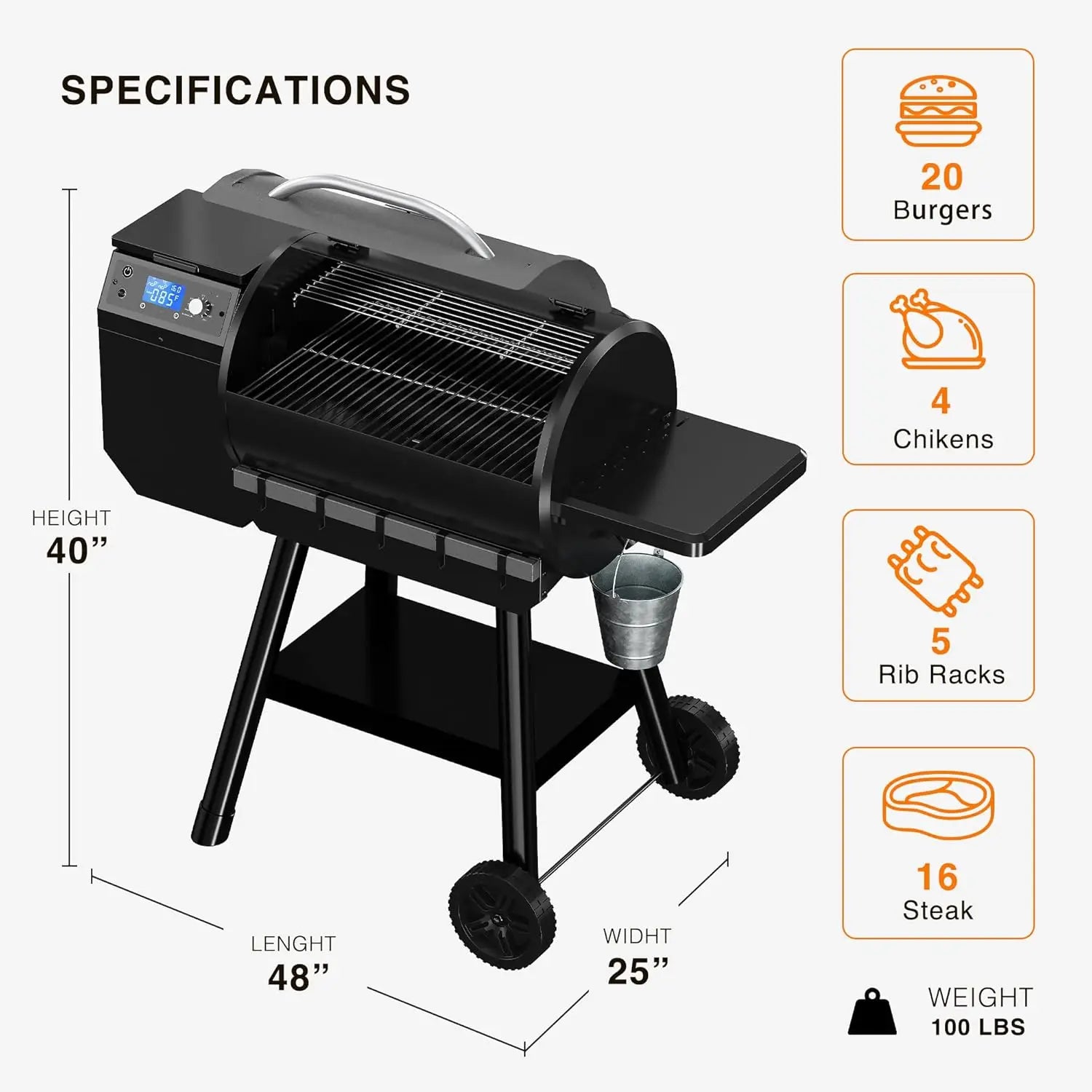 LCD Control Wood Pellet Smoker Grill With Auto Feed - Arthur's Wellness Emporium
