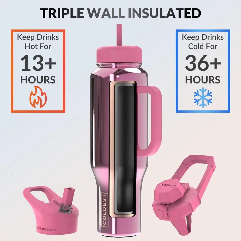 Insulated Stainless Steel Water Bottle With Handle And Straw - Arthur's Wellness Emporium